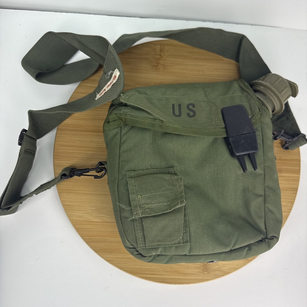 US Military 2 Quart Canteen Bladder w/ 2QT OD ALICE Cover Strap Used Sling USGI